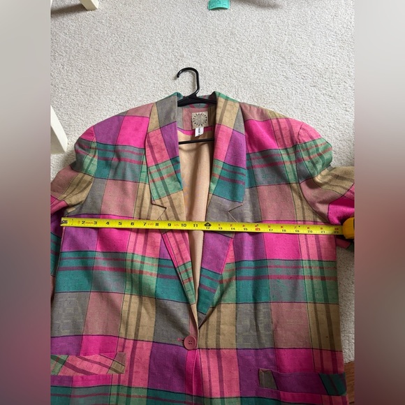 Cute Pink Vintage Women's Blazer Jacket By Exterior Size M Plaid 60% Rayon - Picture 10 of 13